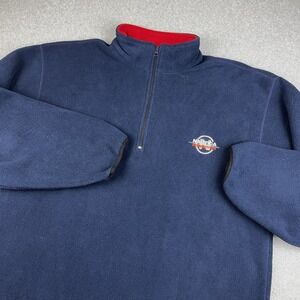 Vintage Nautica Competition Pullover Men XL 1/4 Zip Sweater Navy Blue Fleece Y2K